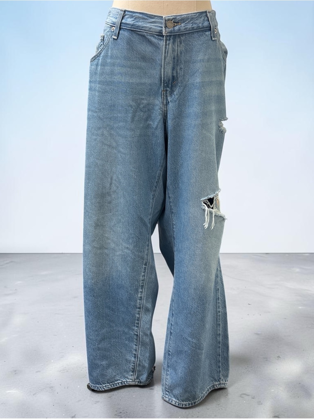 *LIKE NEW* Levi’s Baggy Dad Wide Leg Distressed Light Blue Jeans